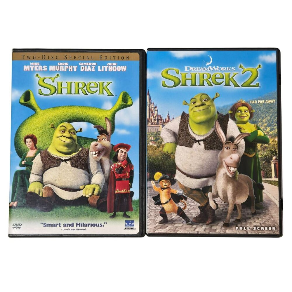 Shrek 1 & 2 DVD Set Comedy Animated Movie Double Feature Family Fun